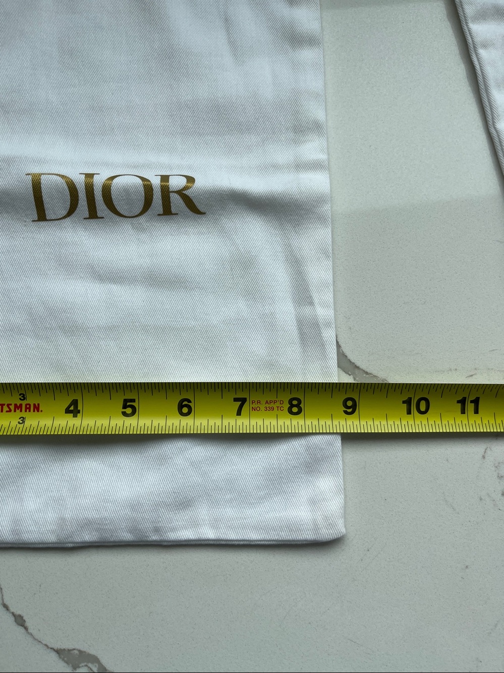 Dior White Cotton Drawstring Dust Bags with Gold Logo - Picture 5 of 7